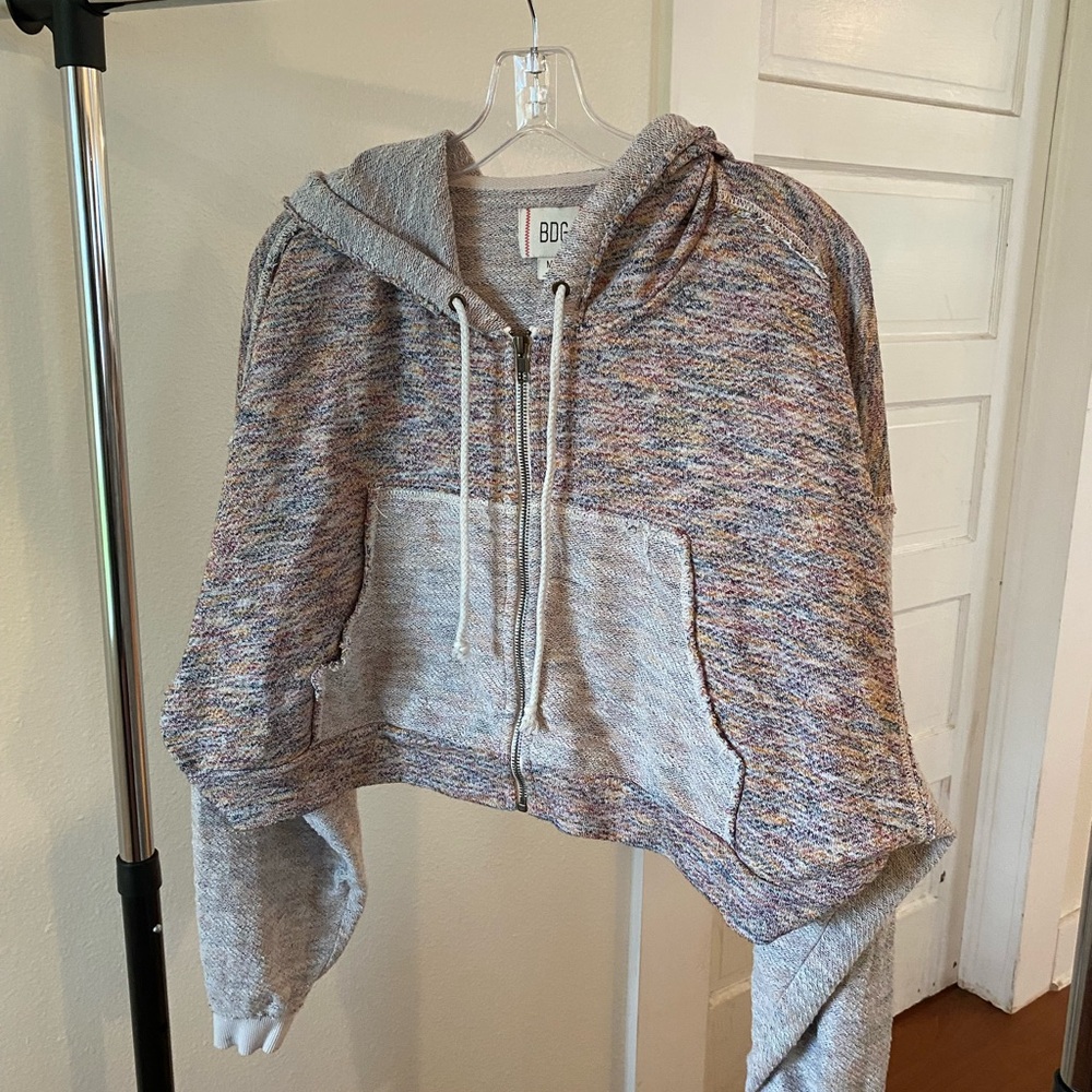 BDG Heathered Gray Cropped Hoodie
